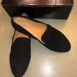 J Crew Black Suede Loafers